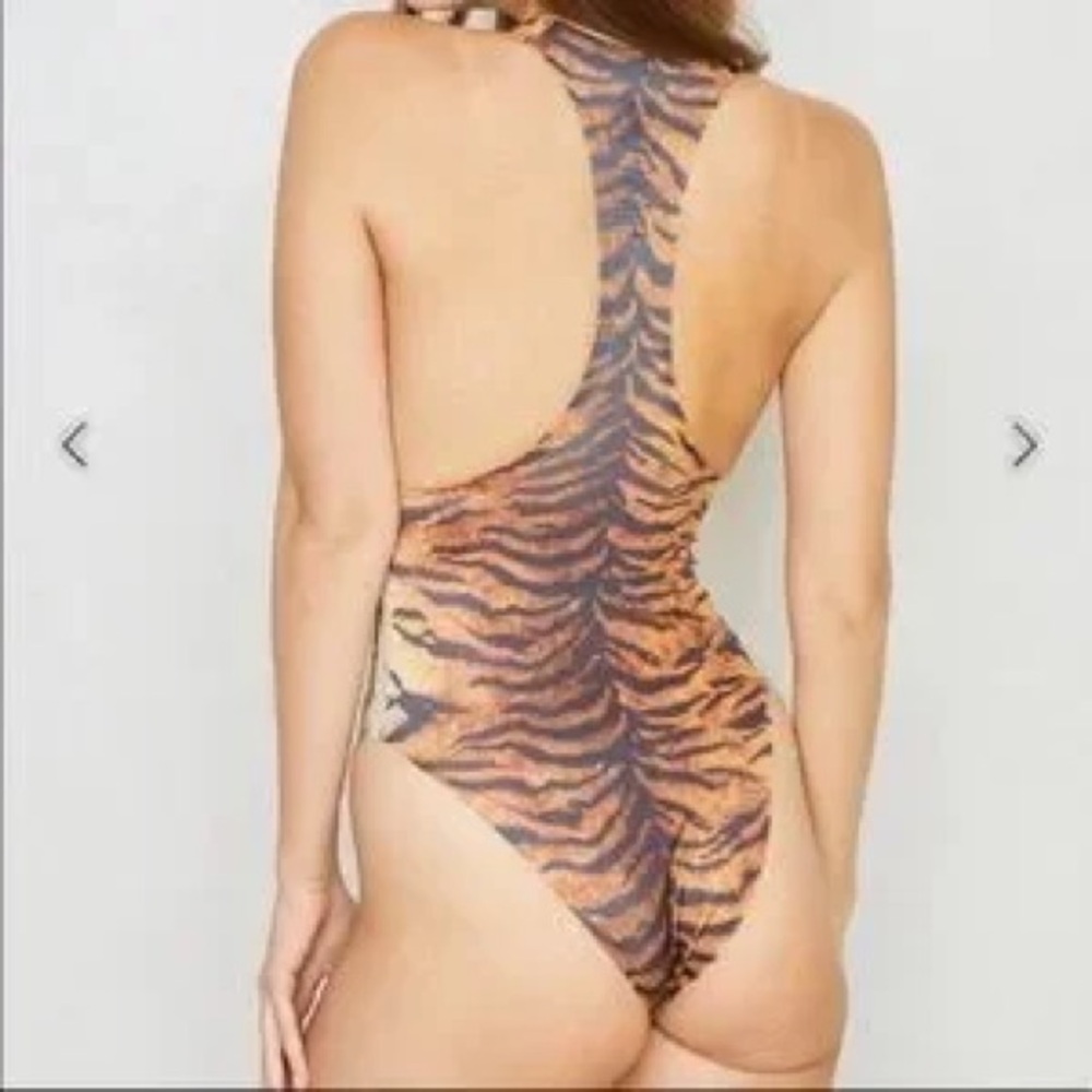 Tiger Print One Piece Swimsuit - Picture 2 of 6